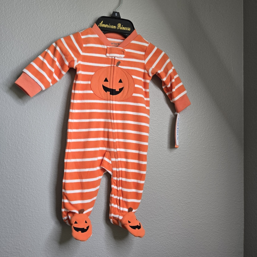 Carter's Orange and White Striped Footie One Piece